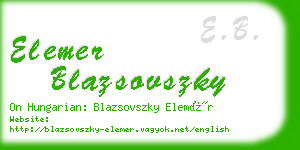 elemer blazsovszky business card